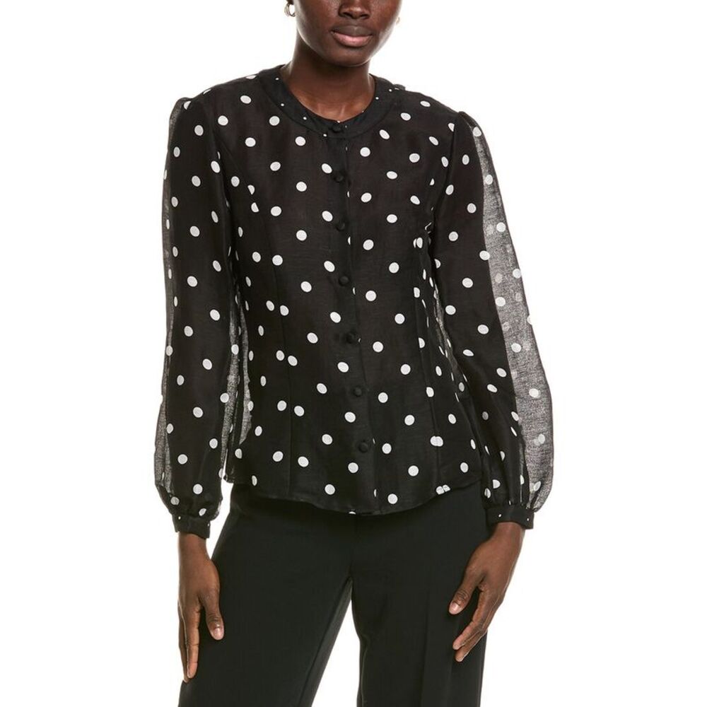 Marc Cain Womens  Linen & Silk-Blend Blouse, Black